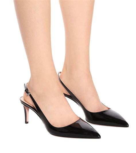 prada slingback pumps it39 multi|Black Patent Leather Slingback Pumps .